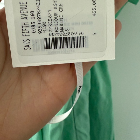 Aje Women's Green Linen Flutter Sleeve One-Shoulder Bonjour Dress Size 8AU , 4US - Picture 5 of 6